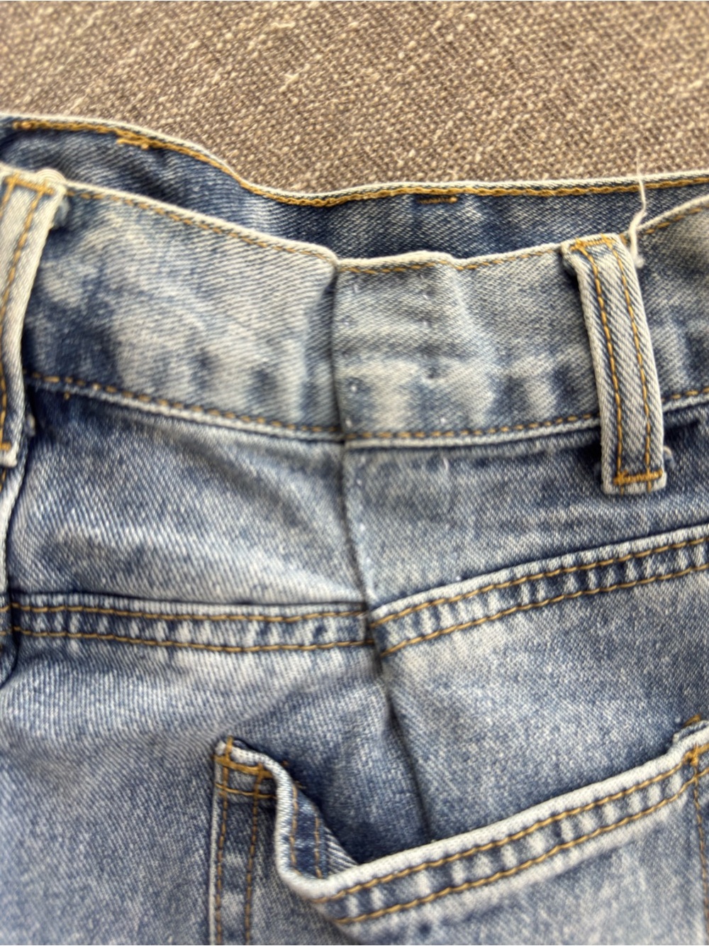 Cider Light Blue Patchwork Wide-Leg Denim Skirt - Picture 10 of 12
